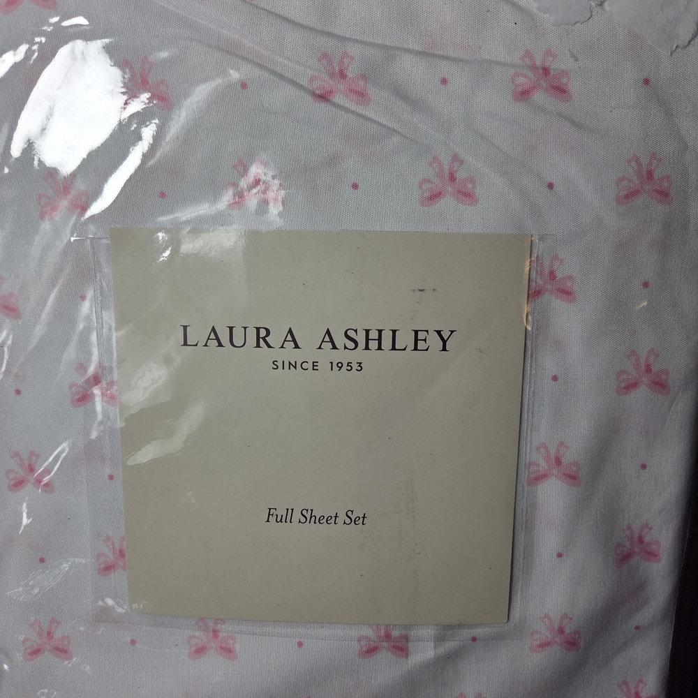 Laura Ashley Pink Bow Full Sheet Set - Picture 3 of 6